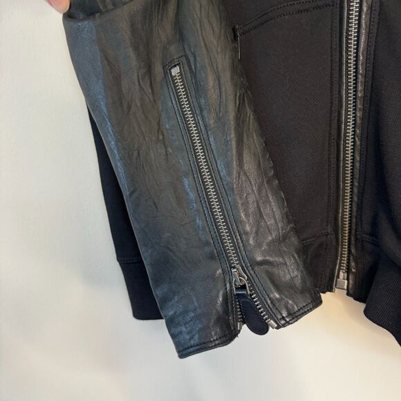 Burberry Brit Women's Black Hooded Cotton/Leather Jacket Size Medium - Picture 4 of 8